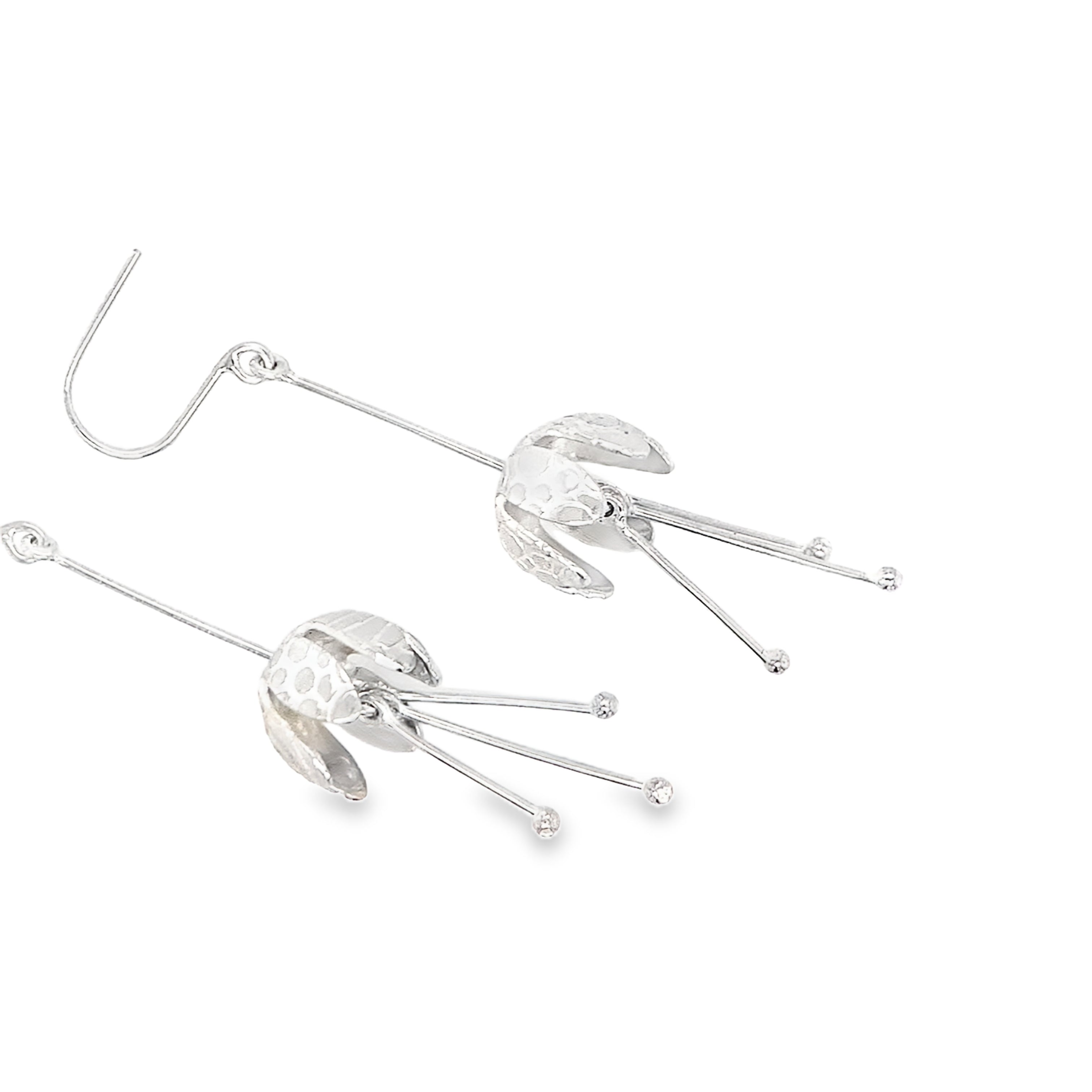 Flower bell 8 silver drops Earrings