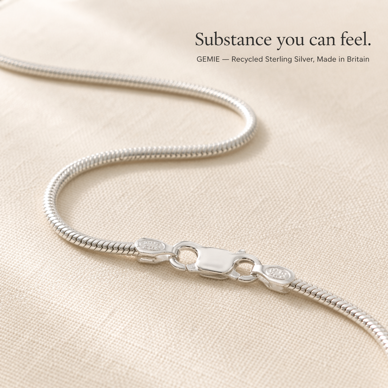 100% Recycled Sterling Silver Snake Chain