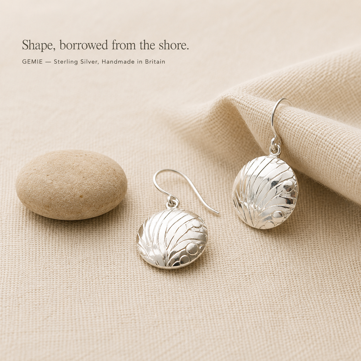 "Under The Sea" Silver Convex Drop Earrings