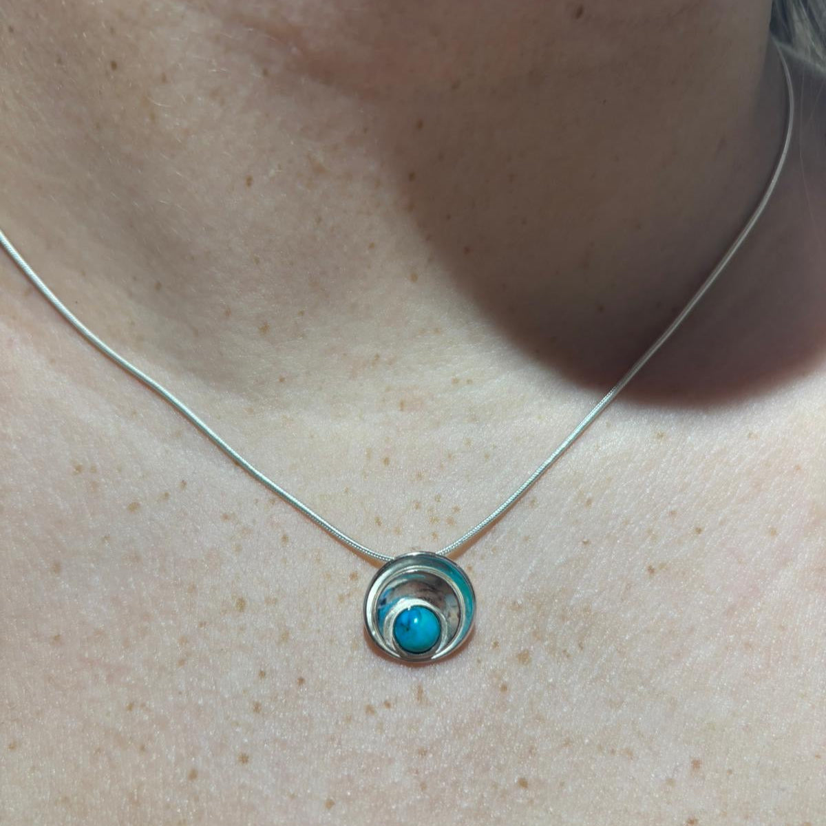 Pale turquoise cabochon Sterling Silver Necklace